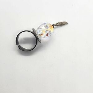 GASOLINE GLAMOUR SWAROVSKI CRYSTAL SKULL CHARM RING